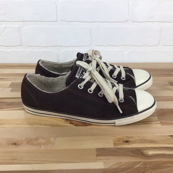 Converse suede sherpa lining All Star brown white sneakers sherpa size 8 - Picture 4 of 15